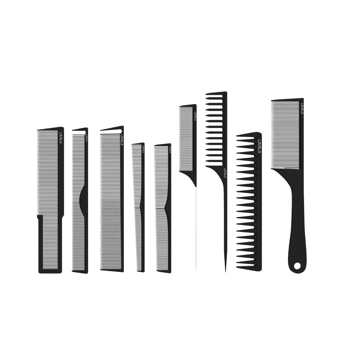 L3VEL3 Hair Comb Set - 9 Pcs