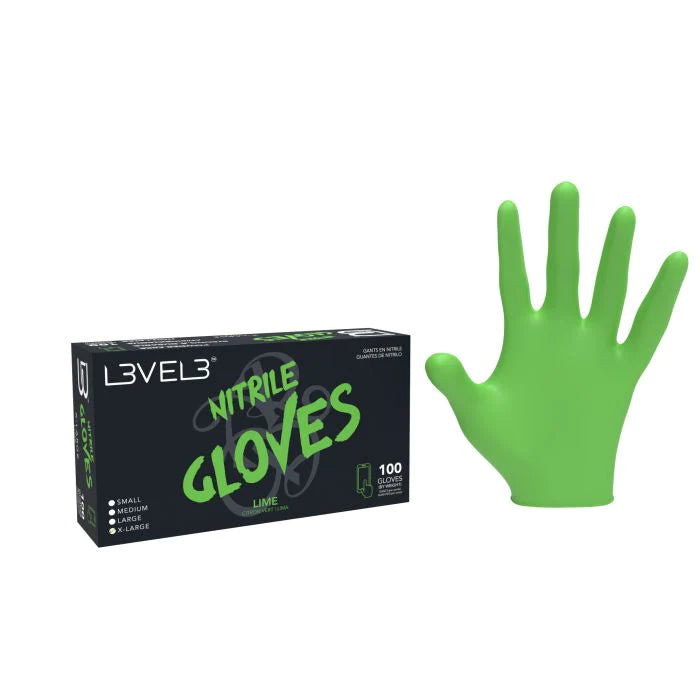 L3VEL3 Professional Nitrile Gloves Lime - 100 Pack