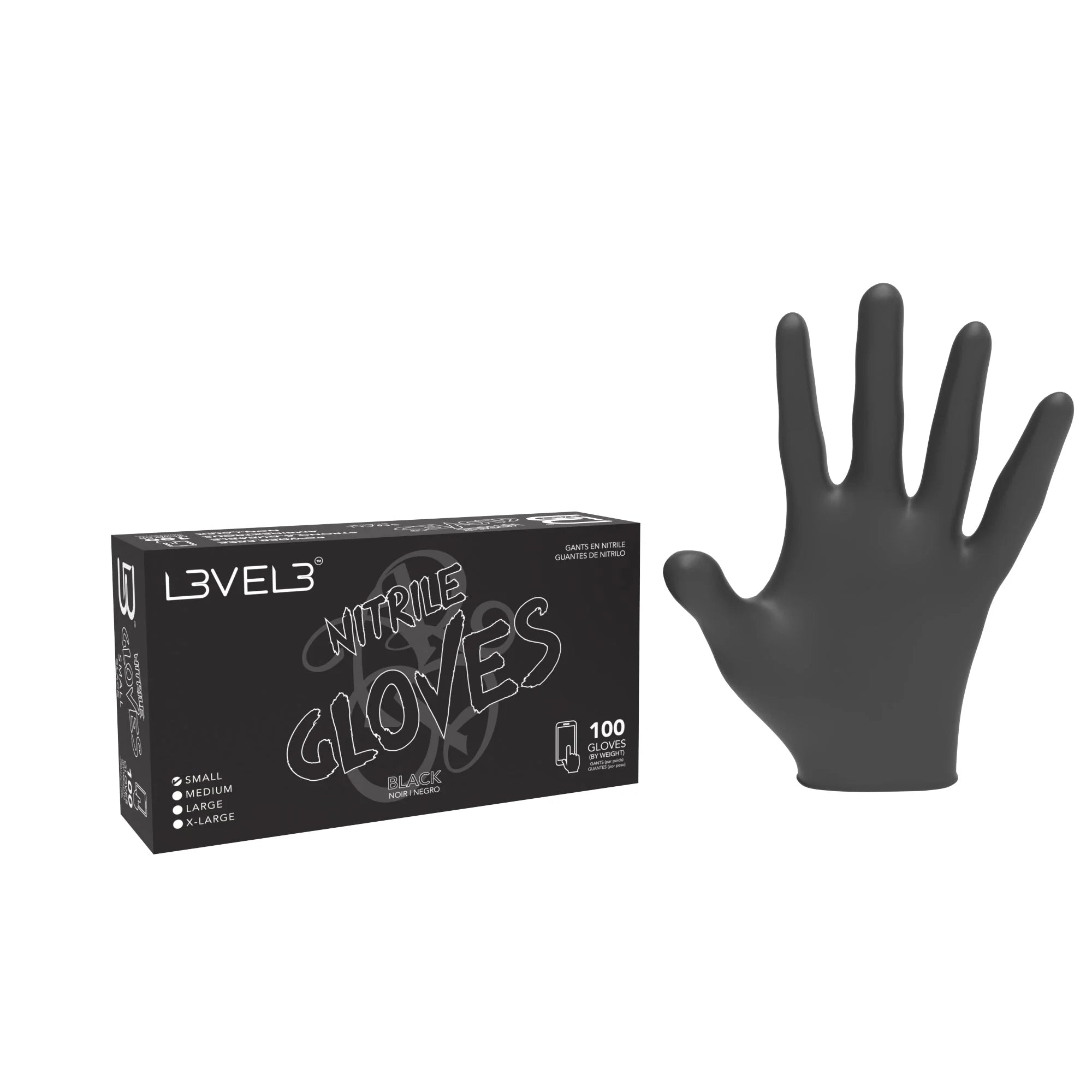 L3VEL3 Professional Nitrile Gloves Liquid Metal- 100 Pack