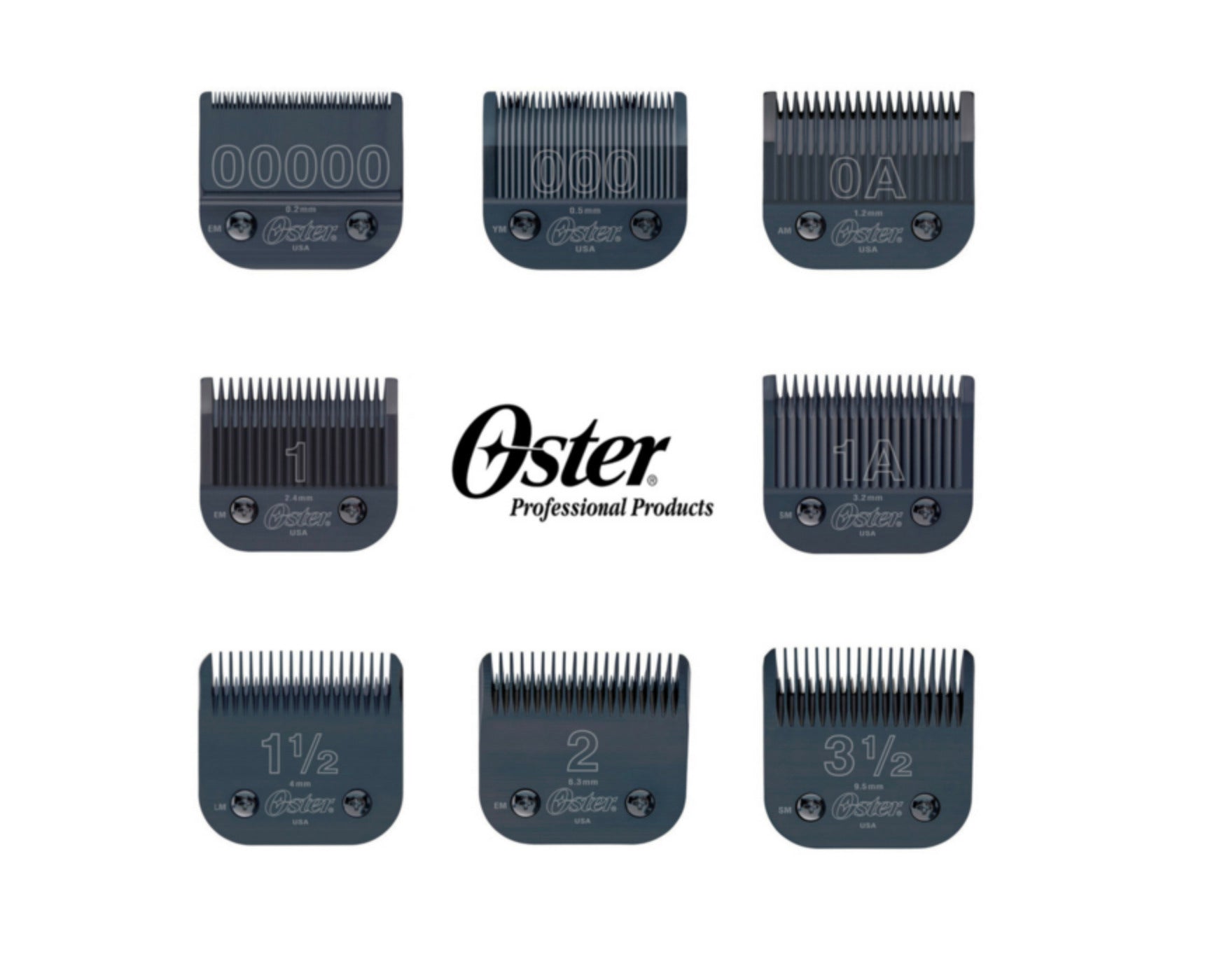 Oster Detachable Clipper Blades – Black Diamox High Carbon Steel – Compatible With Andis – multiple sizes