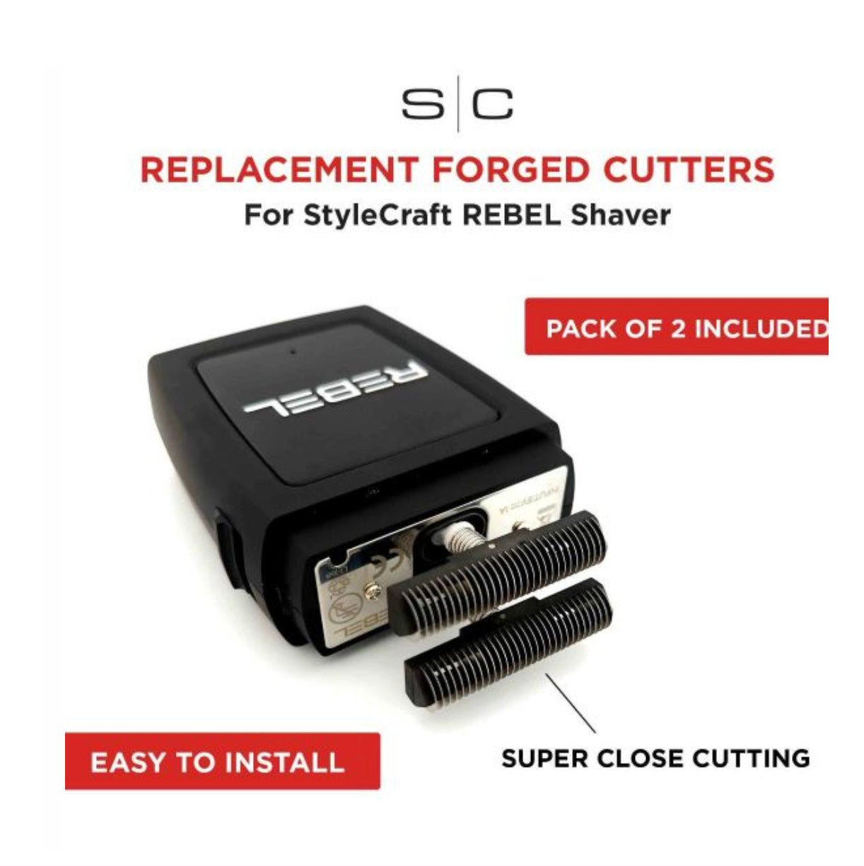 StyleCraft S|C Rebel Shaver Replacement Set of 2 Stainless Steel Cutter Blades