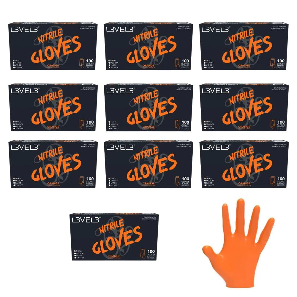 L3VEL3 Professional Nitrile Gloves Orange - 100 Pack